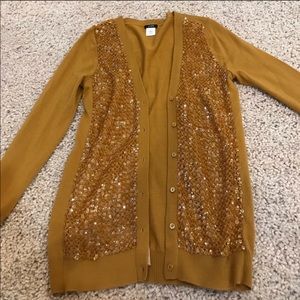 J. Crew sequined gold/mustard cardigan